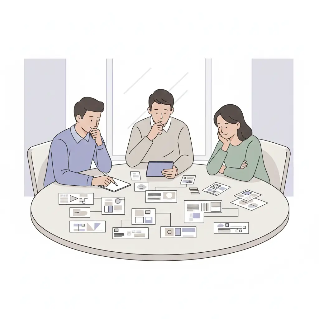 Illustration représentant l’analyse et la mise en perspective de l’actualité technologique dans une ambiance calme et structurée.