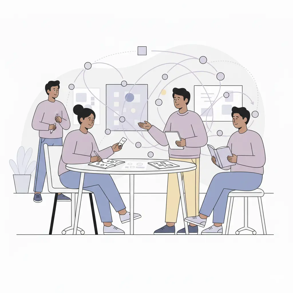 Illustration symbolisant la compréhension et la structuration des connaissances autour de la technologie et du produit.