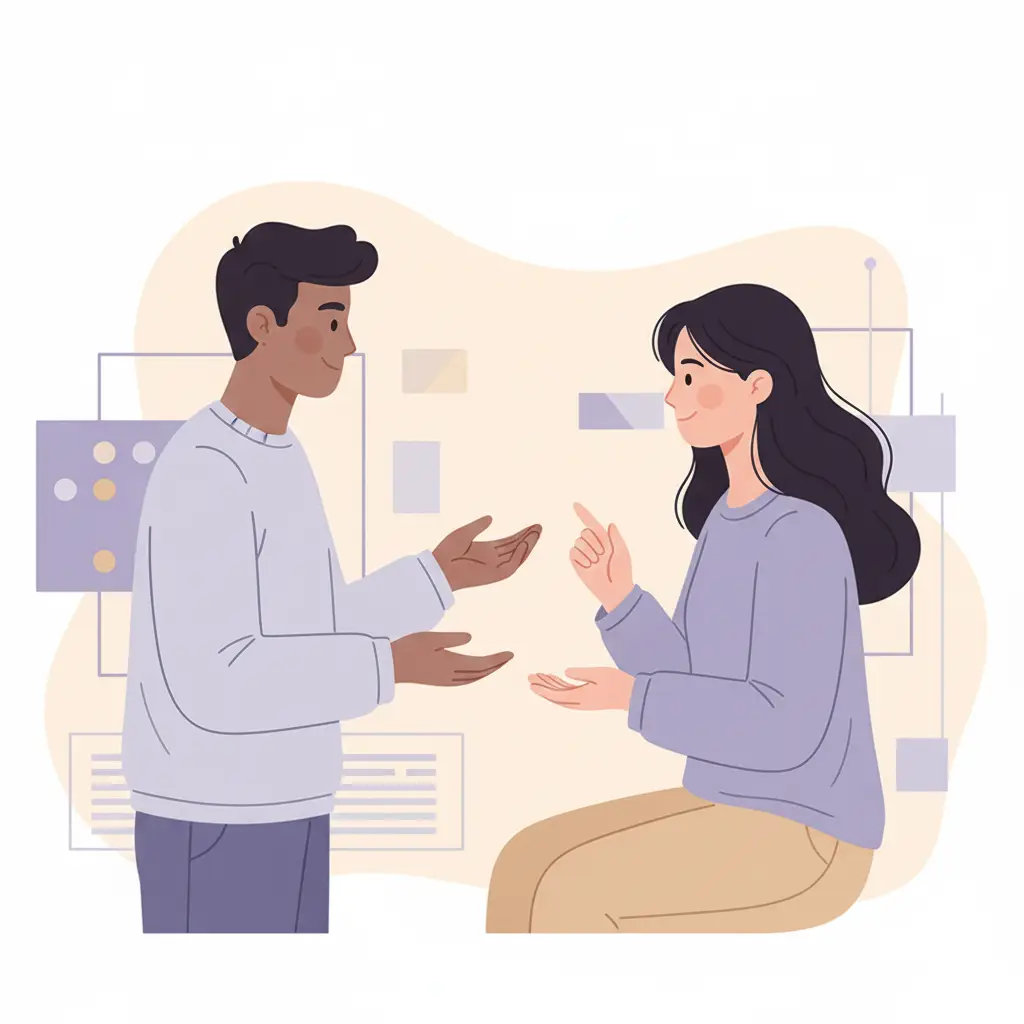 Illustration représentant des valeurs d’entraide, de respect et de compréhension dans un contexte technologique.